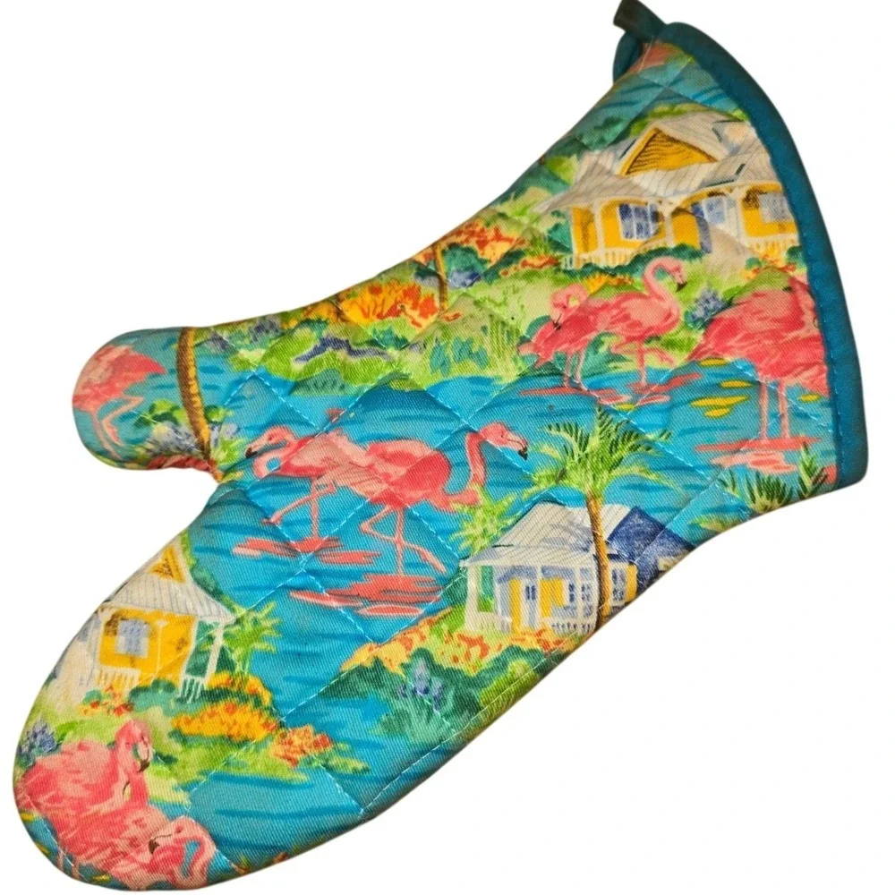 Single Kay‎ Dee Designs Flamingo Oven Mitt Aqua Beach Ocean